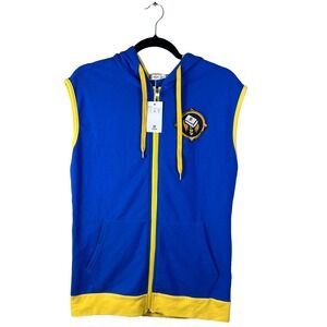 H2H World of Warcraft Alliance Sleeveless Zip Hoodie Vest Mens S Blue Yellow NWT